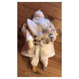 WHITE & GOLD SANTA FIGURINE ON POSTS