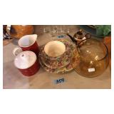 CHINA, CREAM & SUGAR, ART GLASS BOWL