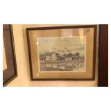 'LANDINS PARTY' BY ROBERTSON '87 FRAMED LITHO
