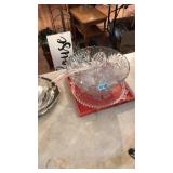 PUNCH BOWL SET & GLASS SERVING PLATTER