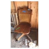 ANTQ. OAK CANE BACK & SEAT PRESSED OFFICE CHAIR