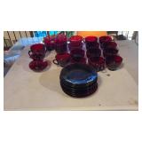 LOT OF RUBY RED GLASSWARE