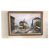 FRAMED OIL ON CANVAS STREET SCENE