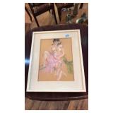 ORIGINAL CHALK PAINTING, FRAMED , SIGNED