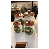 4 PC LIDDED KITCHEN CANNISTERS HORSE & FOAL