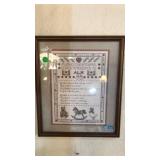 FRAMED VINTAGE COUNTRY SAMPLER CROSS STITCH