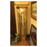 LIGHTED MIRRORED BACK GOLDEN CURIO CABINET