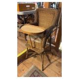 VNTG. WICKER HIGH CHAIR WITH TRAY