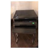 SET OF 3 BLACK GLASS ON CHROME NESTING TABLES