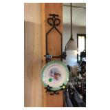 HAND PAINTED FISH PLATE ON METAL DISPLAY