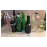 COLL OF ANTIQUE & ASST BOTTLES & ETC