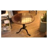 ANTIQUE CARVED MAHOGANY FOLDING TABLE