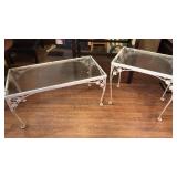 SET OF 2 IRON & GLASS TOP PATIO TABLE SET