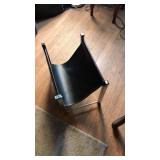 CHROME AND BLACK LEATHER LOG HOLDER