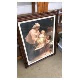 EARLY AMERICAN FRAMED MATTED PRINT SIGNED