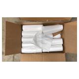 BOX OF CLEAR PLASTIC TRASH BAGS