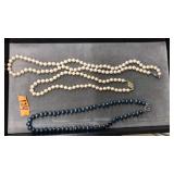 3 PEARL NECKLACES W/ STERLING CLASPS