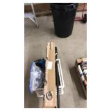 BOX LOT: CANE, OUTDOOR LIGHTS, CHRISTMAS, FLAGS