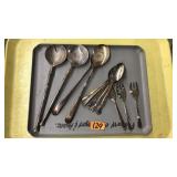 FLAT OF ASST SILVER PLATE FLATWARE & SERVINGWARE