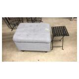 UPHOLSTERED STORAGE OTTOMAN & METAL PLANT STAND