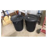 PAIR OF 20 GAL HYPER TOUGH TRASHCANS