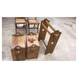 3 PC PINE BOW COUNTRY STYLE: QUILT RACK & 2 TABLES