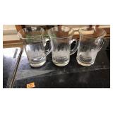 3 TUSCANY SHIP ETCHED MUGS