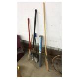 LOT OF ASST. YARD TOOLS & ROLL OF WIRE FENCING