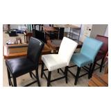 4 LEATHER UPHOLSTERED BAR HEIGHT CHAIRS