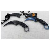 (2) KARAMBIT FIXED BLADE KNIFES WITH SHEATHS