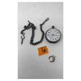 STERLING CASE STEM WIND POCKET WATCH