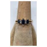 14K SAPPHIRE & DIAMOND RING