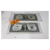 2 BLUE NOTE $1 BILLS