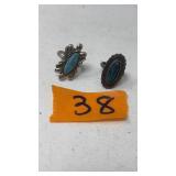 2 STERLING & TURQUOISE RINGS