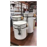 3 PC WHITE CANISTER SET W/SPOONS
