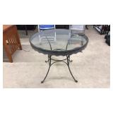 37' GLASS AND METAL OUTDOOR TABLE