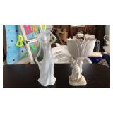 CHERUB VASE & WOMEN FIGURINE