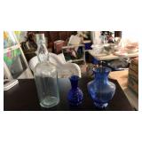 LOT OF ASST. BLUE GLASS VASES