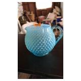 FENTON BLUE HOBNAIL PITCHER