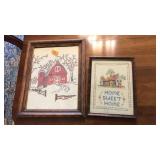 2 FRANED NEEDLEPOINT SCENES