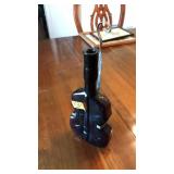 AMEYTHST ART GLASS VIOLIN IN METAL HOLDER