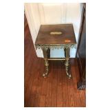 VINTAGE BRASS & WOODEN ACCENT TABLE