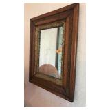 ANTIQUE OAK & COMPOSITION FRAMED WALL MIRROR