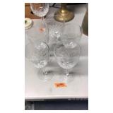 (5) CRYSTAL CUT WINE GLASSES