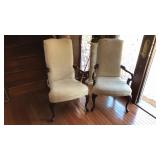 PAIR OF QUEEN ANNES ARM CHAIRS