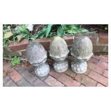 (3) CONCRETE ARTICHOKE GARDEN STATUES