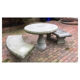 CONCRETE TABLE & CURVED BENCHES
