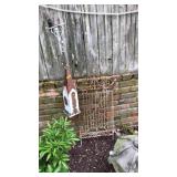 BIRDHOUSE AND IRON GARDEN TRELLIS