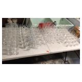 LOT OF  WHEAT ETCHED BAR GLASSES & SHAKER