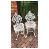 PAIR OF WROUGHT IRON GARDEN CHAIRS